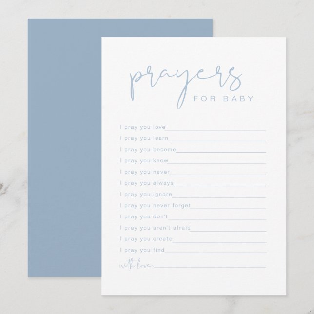 LEAH Vibrant Pastel Blue Prières pour la carte béb (Devant / Derrière)
