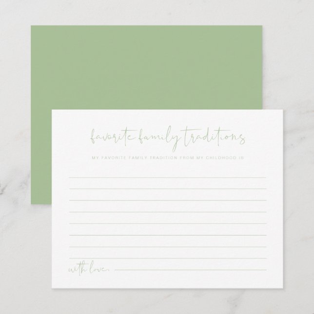 LEAH Vibrant Pastel Green Spring Family Traditione Begleitkarte (Vorne/Hinten)