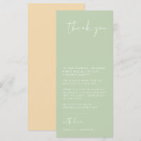 LEAH Vibrant Pastel Spring Table Carte de remercie