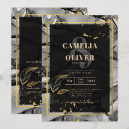 LeahG® Black Gold Alkohol Tinte Wedding INVITE Einladung