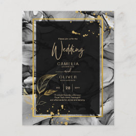 LeahG® Black Gold Alkohol Tinte Wedding INVITE Flyer