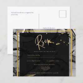 LeahG® Black Gold Alkohol Tinte Wedding INVITE Postkarte