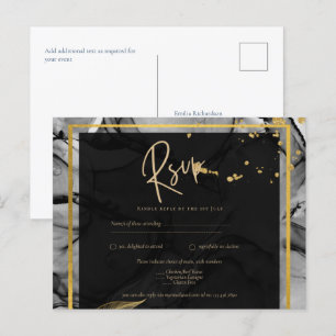 LeahG® Black Gold Alkohol Tinte Wedding INVITE Postkarte