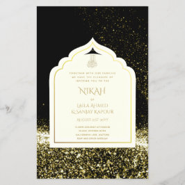 LeahG Black Gold Islamische Hochzeit lädt ein Flyer