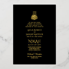 LeahG Black Gold Islamische Hochzeit lädt ein Folieneinladung