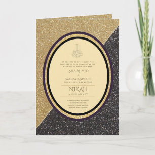 LeahG Black Gold Islamische Hochzeit lädt ein Karte