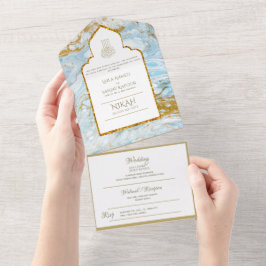 LeahG Blue Islamic Wedding lädt Nikah ein All In One Einladung