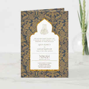 LeahG Blue Islamic Wedding lädt Nikah ein Karte
