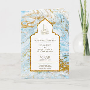 LeahG Blue Islamic Wedding lädt Nikah ein Karte