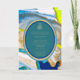 LeahG Blue Islamic Wedding lädt Nikah ein Karte