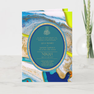 LeahG Blue Islamic Wedding lädt Nikah ein Karte