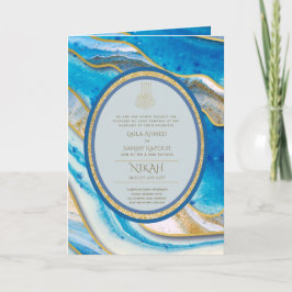 LeahG Blue Islamic Wedding lädt Nikah ein Karte