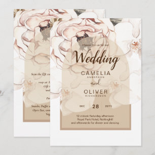 LeahG Blush Pink Champagne Floral Wedding Einladun Einladung