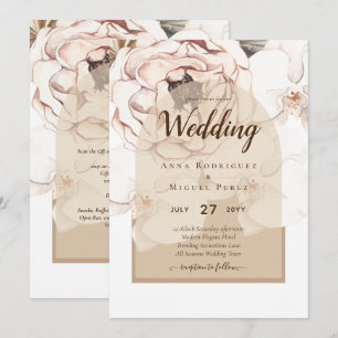 LeahG Blush Pink Champagne Floral Wedding Einladun Einladung