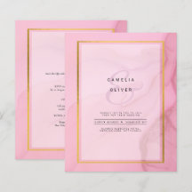 LeahG Blush Pink Gold INK Ombre Wedding INVITE