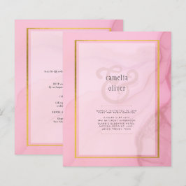 LeahG Blush Pink Gold INK Ombre Wedding INVITE