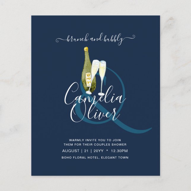 LeahG BUDGET Brunch Bubbly Brautparty Wedding Flyer (Vorne)