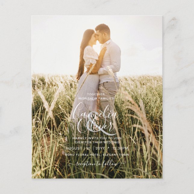 LeahG Budget FOTO Overlay Dusty Blue Wedding Flyer (Vorne)