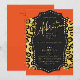 LeahG Budget Glam Chic Brautparty Gold Orange Einladung