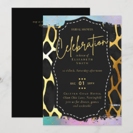 LeahG Budget Glam Chic Brautparty Unicorn Gold Einladung