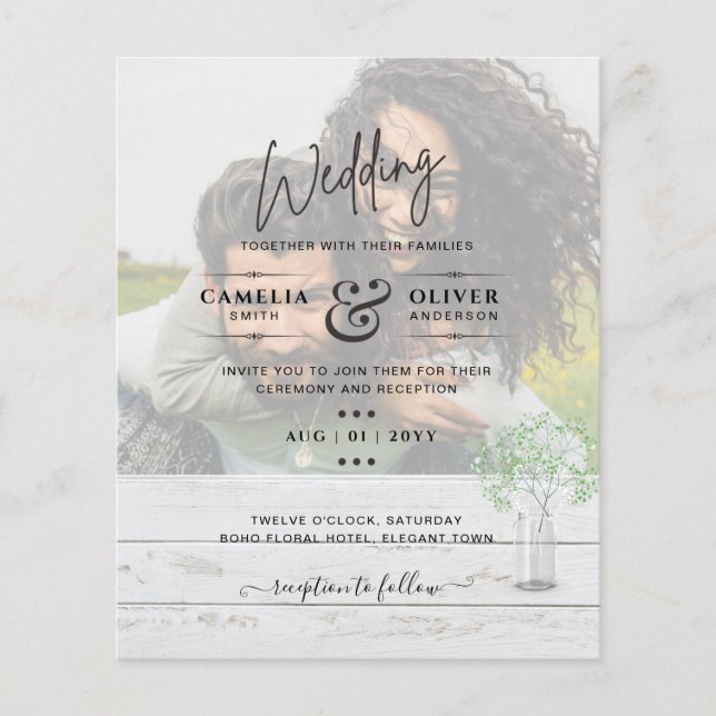 LeahG BUDGET Gypsophila FOTO OVERLAY Wedding Flyer (Vorne)