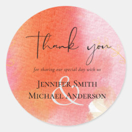 LeahG Budget Hochzeit Rotes Orange Blätter Runder Aufkleber