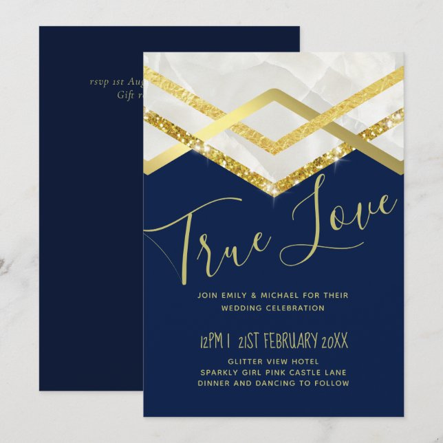 LeahG Budget Navy Gold Art Deco Wedding (Vorne/Hinten)