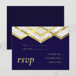 LeahG Budget Navy Gold Art Deco Wedding Einladungspostkarte