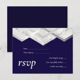 LeahG Budget Navy Silver Deko Wedding RSVP Einladungspostkarte