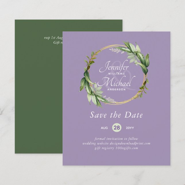 LeahG BUDGET Save the Date Grünanlage Wreath Moder (Vorne/Hinten)