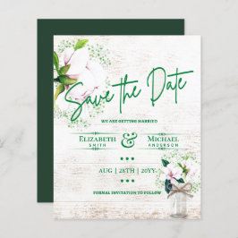 LeahG BUDGET Save the Date Rustikale Magnolien