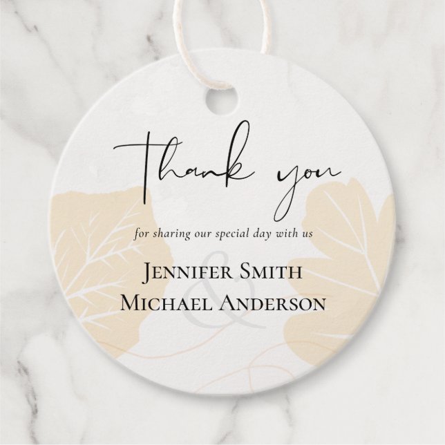 LeahG Budget Wedding Gold Gray Herbstlaube Geschenkanhänger (Vorderseite)