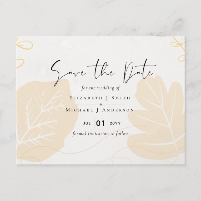 LeahG Budget Wedding Gold Gray Herbstlaube Postkarte (Vorderseite)