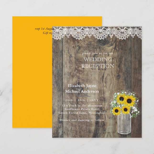 LeahG Budget Wedding REZEPTION Rustikale Sonnenblu (Vorne/Hinten)