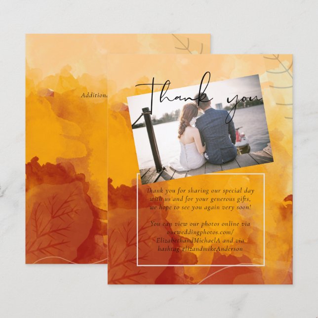 LeahG Budget Wedding Watercolor Sunset Herbstlaube (Vorne/Hinten)