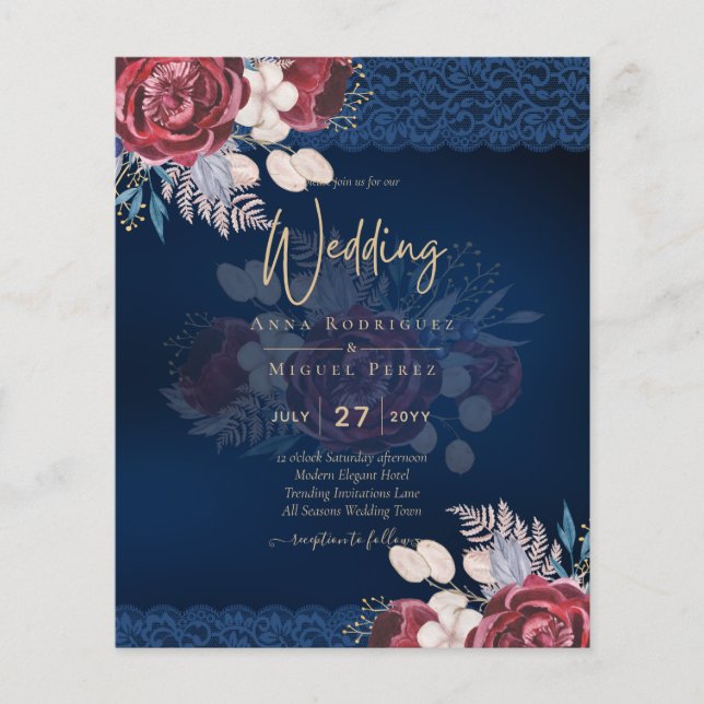 LeahG Burgundy Blue Rose Lace Hochzeit im Herbst E (Vorderseite)