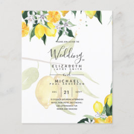 LeahG Citrus Yellow Lemons Wedding Invites Flyer