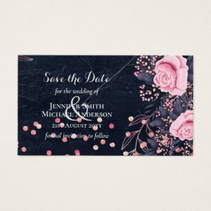 LeahG Denim Blue Rosegold rose Mariage floral