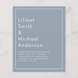 LeahG Dusty Blue Monochrome Wedding Einladung Flyer