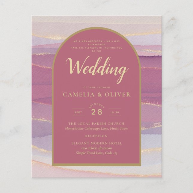 LeahG Dusty Rose Lavender Gold Wedding Einladung Flyer (Vorne)