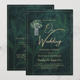 LeahG Emerald Forest Green Wedding INVITE Einladung