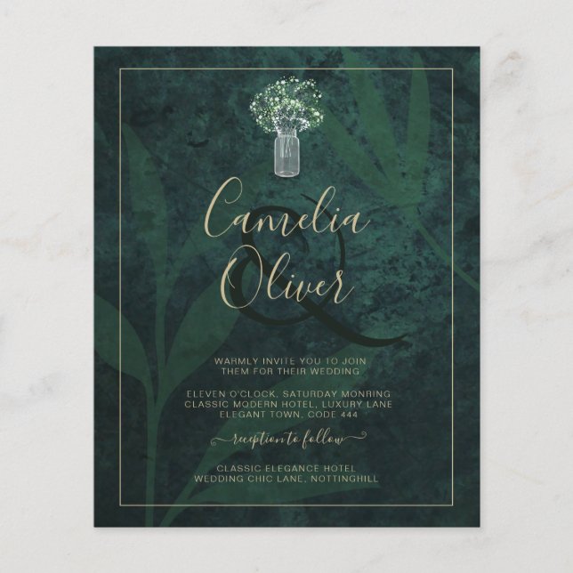 LeahG Emerald Forest Green Wedding INVITE Flyer (Vorne)