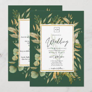 LeahG Emerald Green Greenery Mariage Invitation