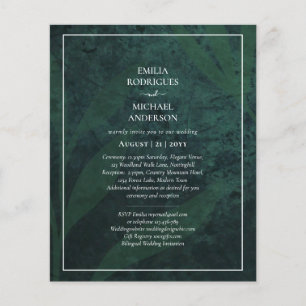 LeahG Emerald Green White Blätter Wedding Einladun Flyer