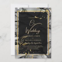 LeahG® Encre alcoolique Noir Or Mariage INVITATION