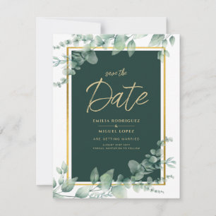 LeahG Eucalyptus Greenery Gold WEDDING QR CODE Einladung