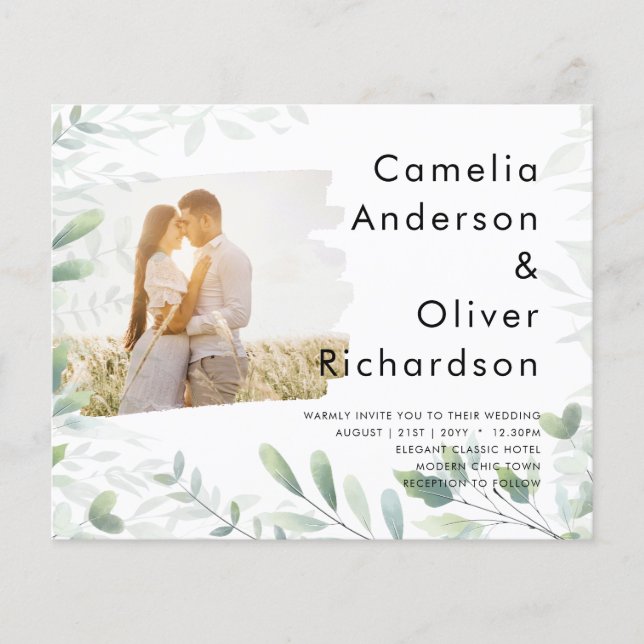 LeahG Foto Overlay GREENERY Wedding Einladung Flyer (Vorne)
