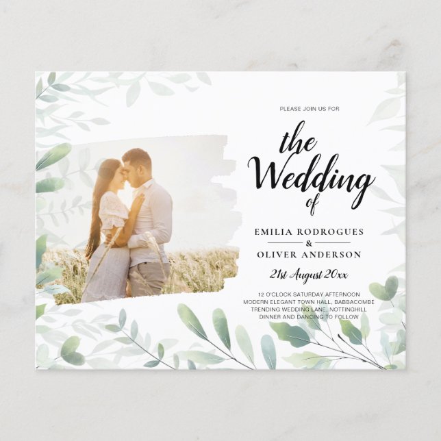 LeahG Foto Overlay GREENERY Wedding Einladung Flyer (Vorne)