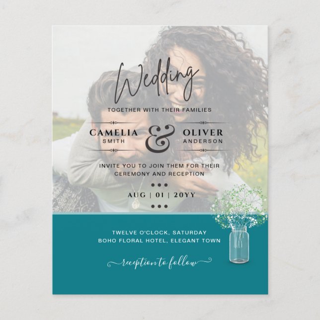 LeahG FOTO OVERLAY Gypsophila Wedding Einladung Flyer (Vorne)