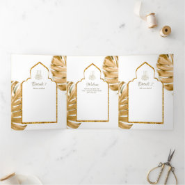 LeahG Gold White Islamic Wedding lädt ein Dreifach Gefaltete Einladung
